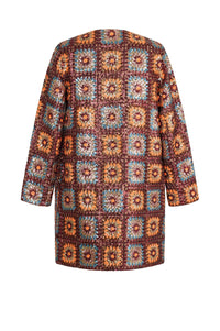 Manteau en crochet à paillettes - Marron