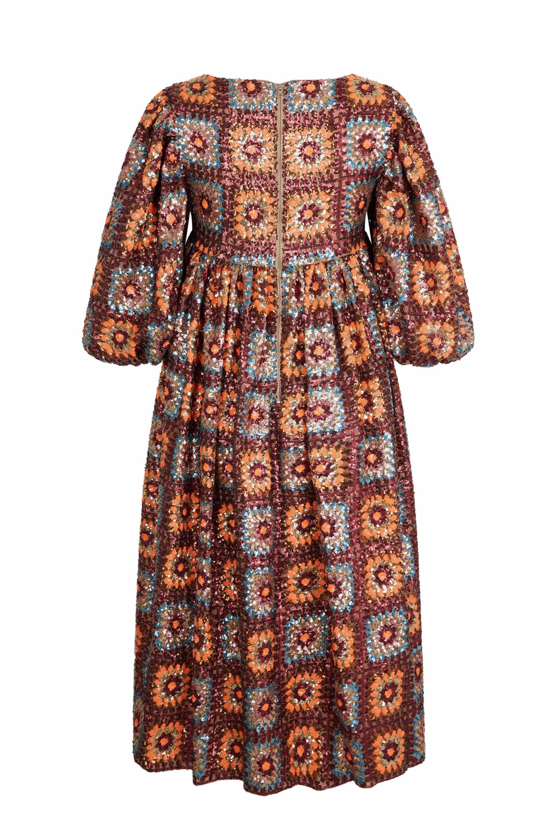 Robe en crochet à paillettes - Marron