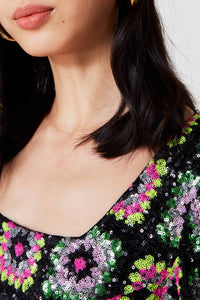 Robe en crochet à paillettes - Noir