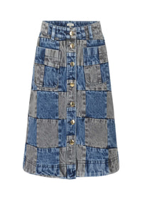 Jupe Damier en denim - Noir