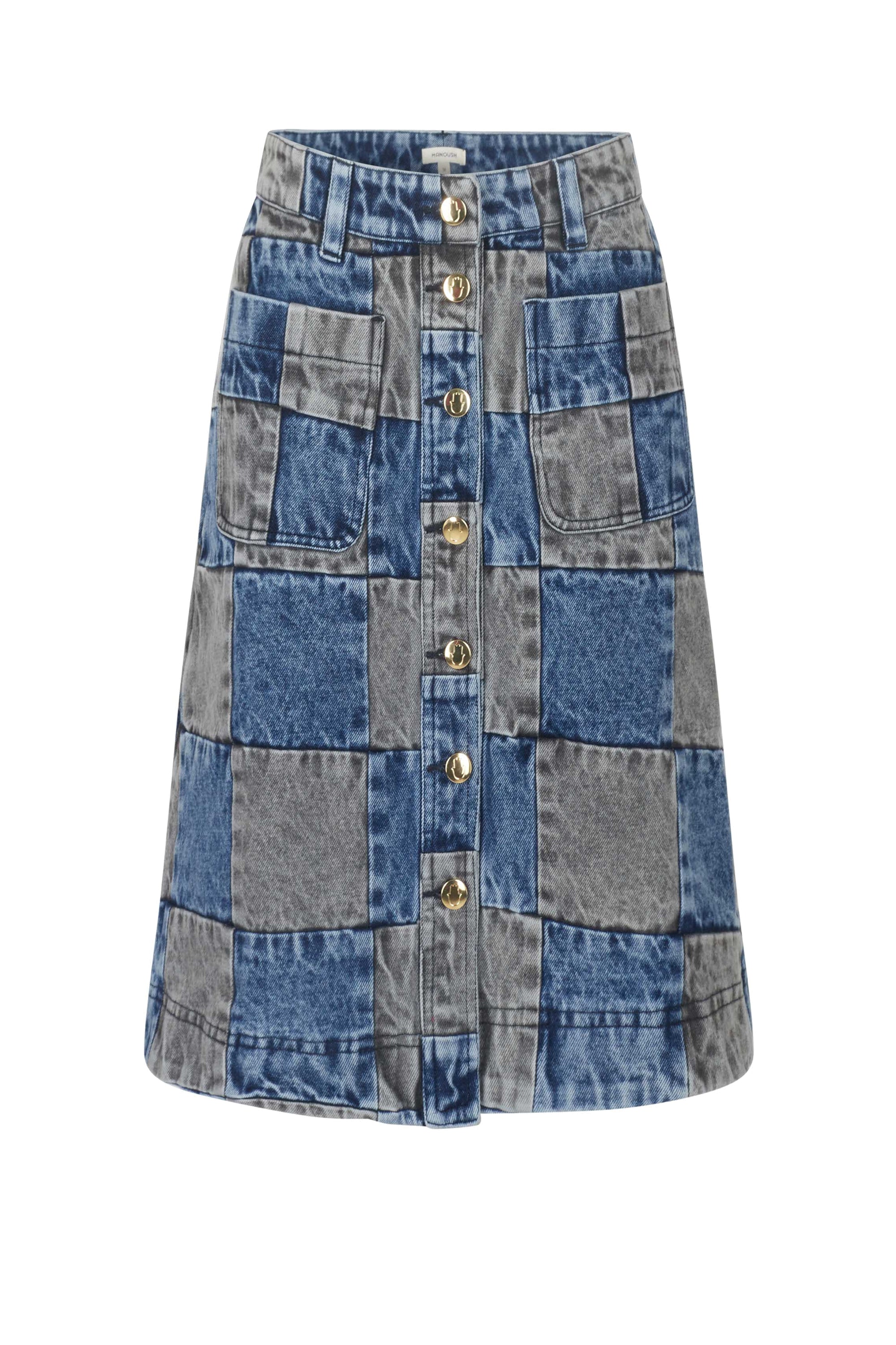 Jupe Damier en denim - Noir