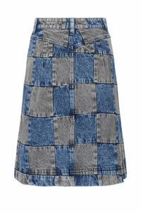 Jupe Damier en denim - Noir