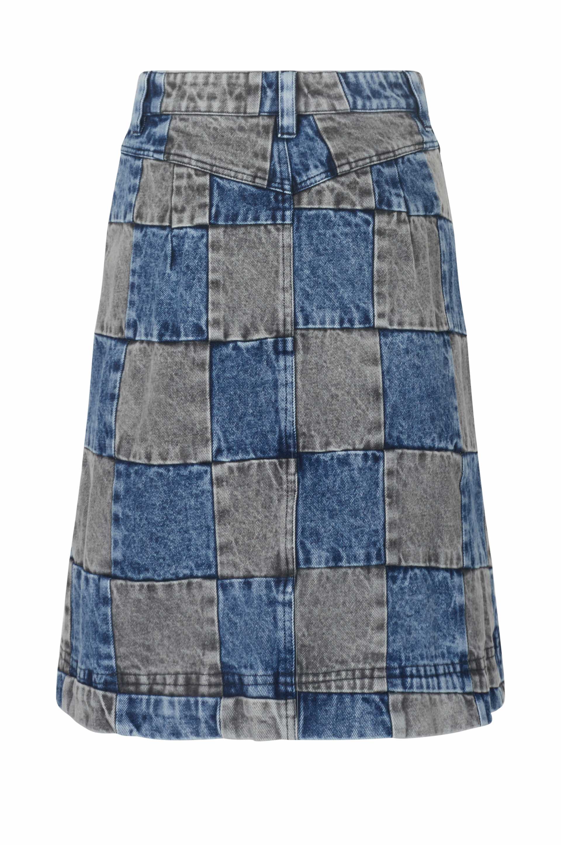 Jupe Damier en denim - Noir