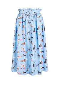 Jupe Doggy à taille haute volanté - Bleu