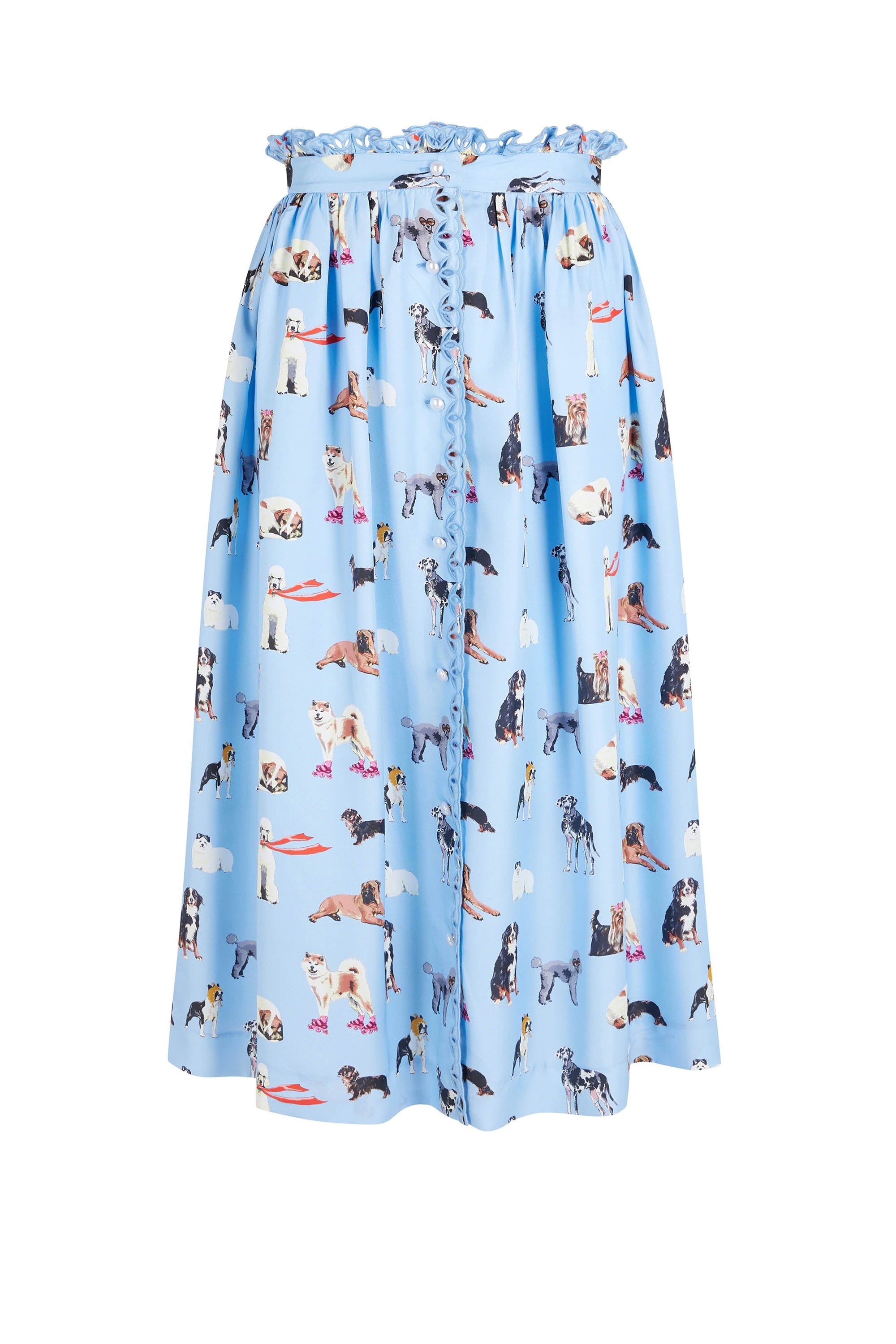 Jupe Doggy à taille haute volanté - Bleu