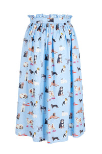 Jupe Doggy à taille haute volanté - Bleu