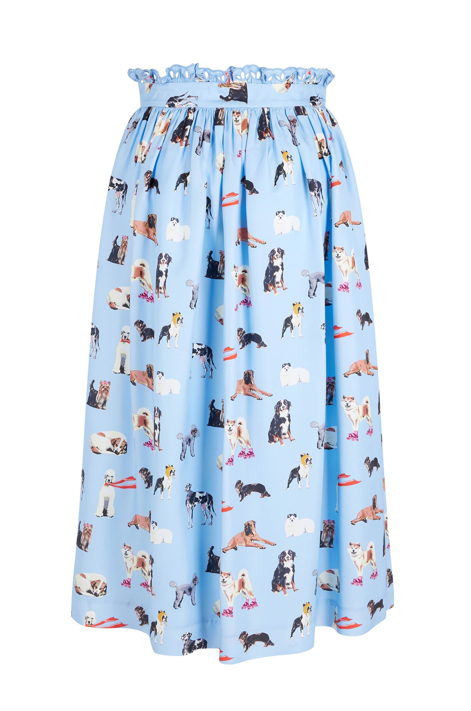 Jupe Doggy à taille haute volanté - Bleu