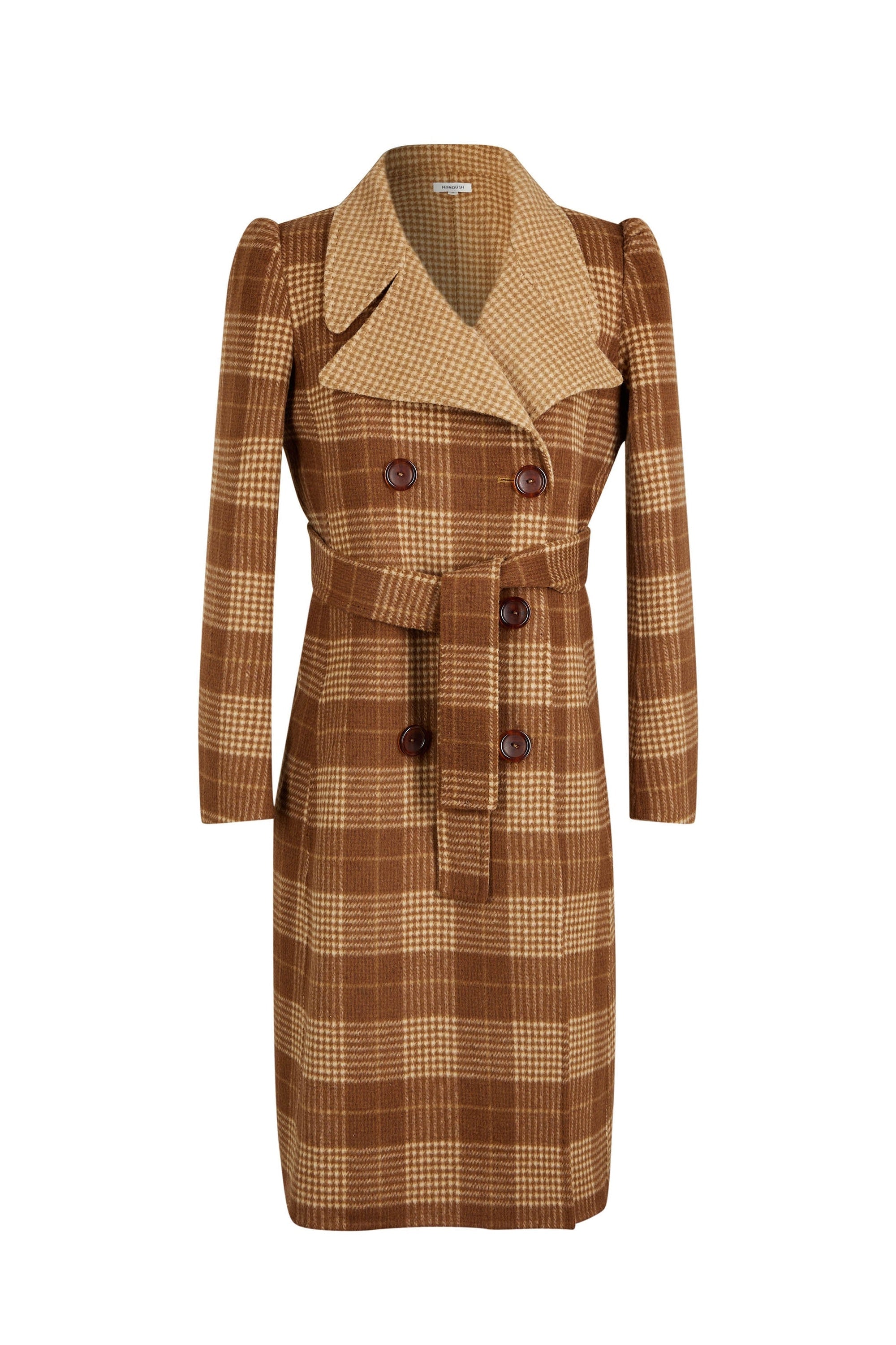 Manteau Girly Caro en laine - Jaune