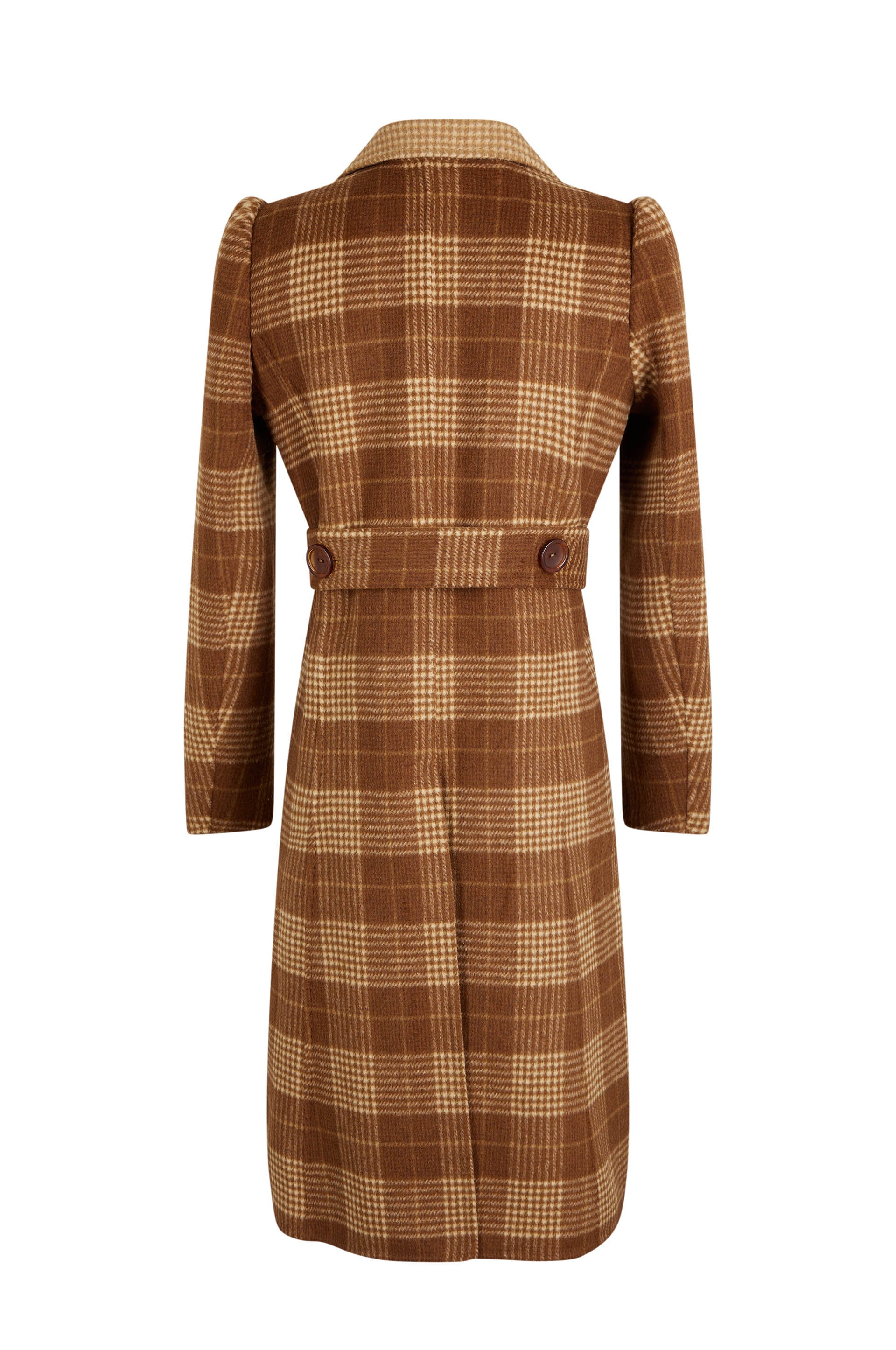Manteau Girly Caro en laine - Jaune
