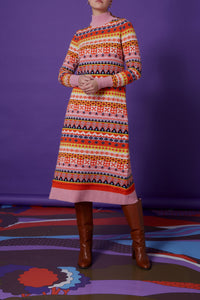 Robe longue Lyly en laine - Multicolore