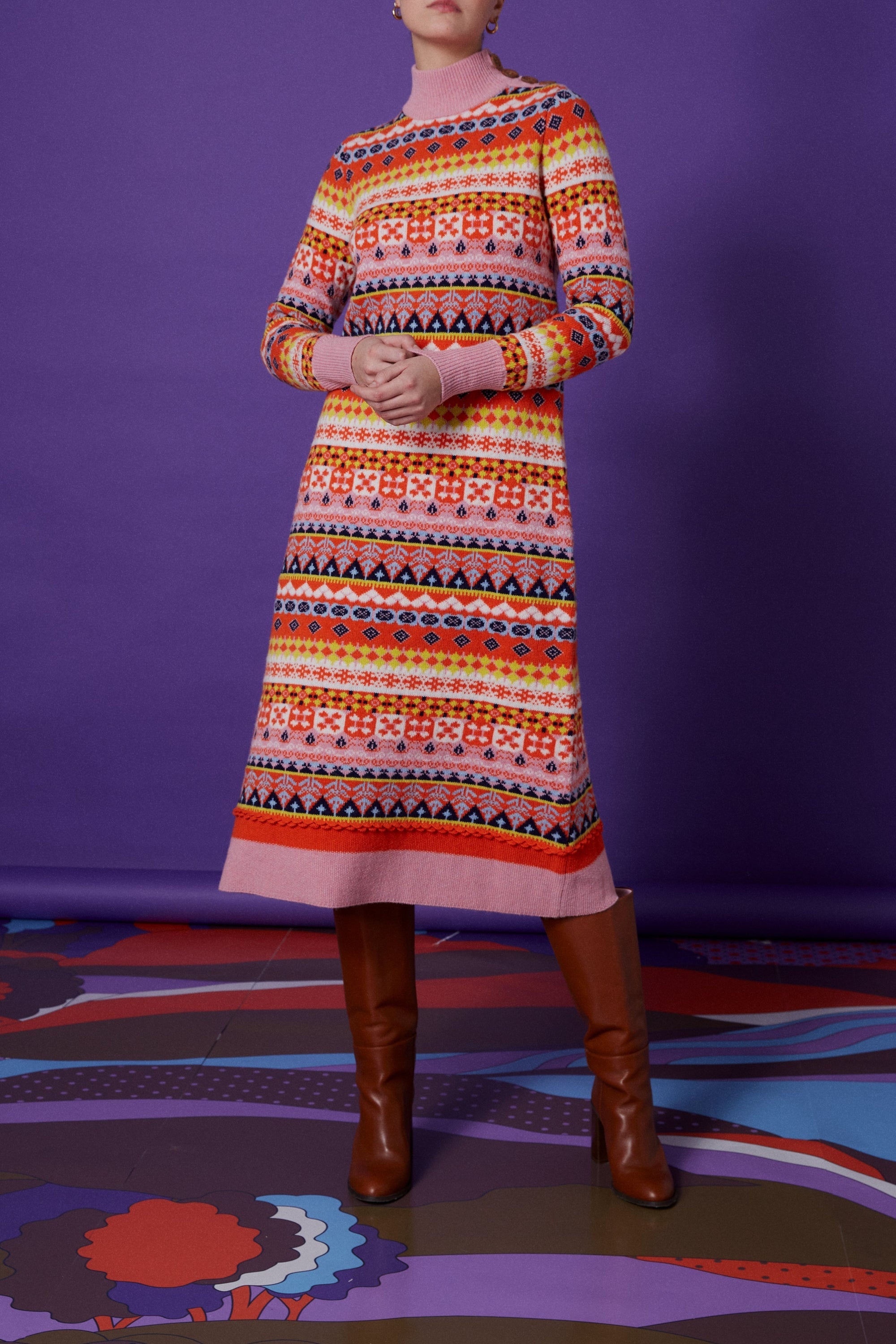 Robe longue Lyly en laine - Multicolore