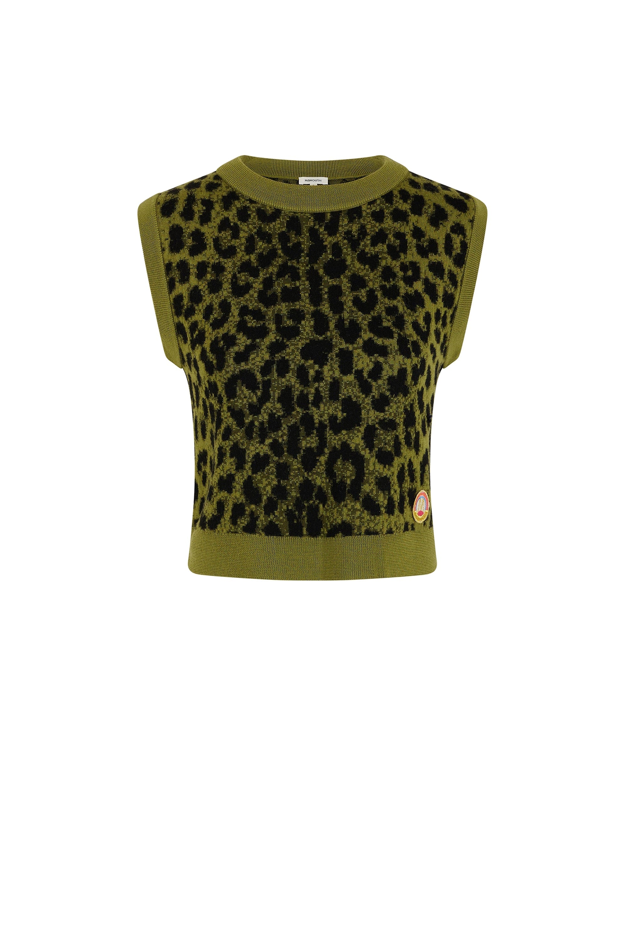 Pull sans manche en maille Panthère - Vert