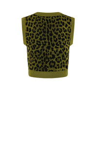 Pull sans manche en maille Panthère - Vert