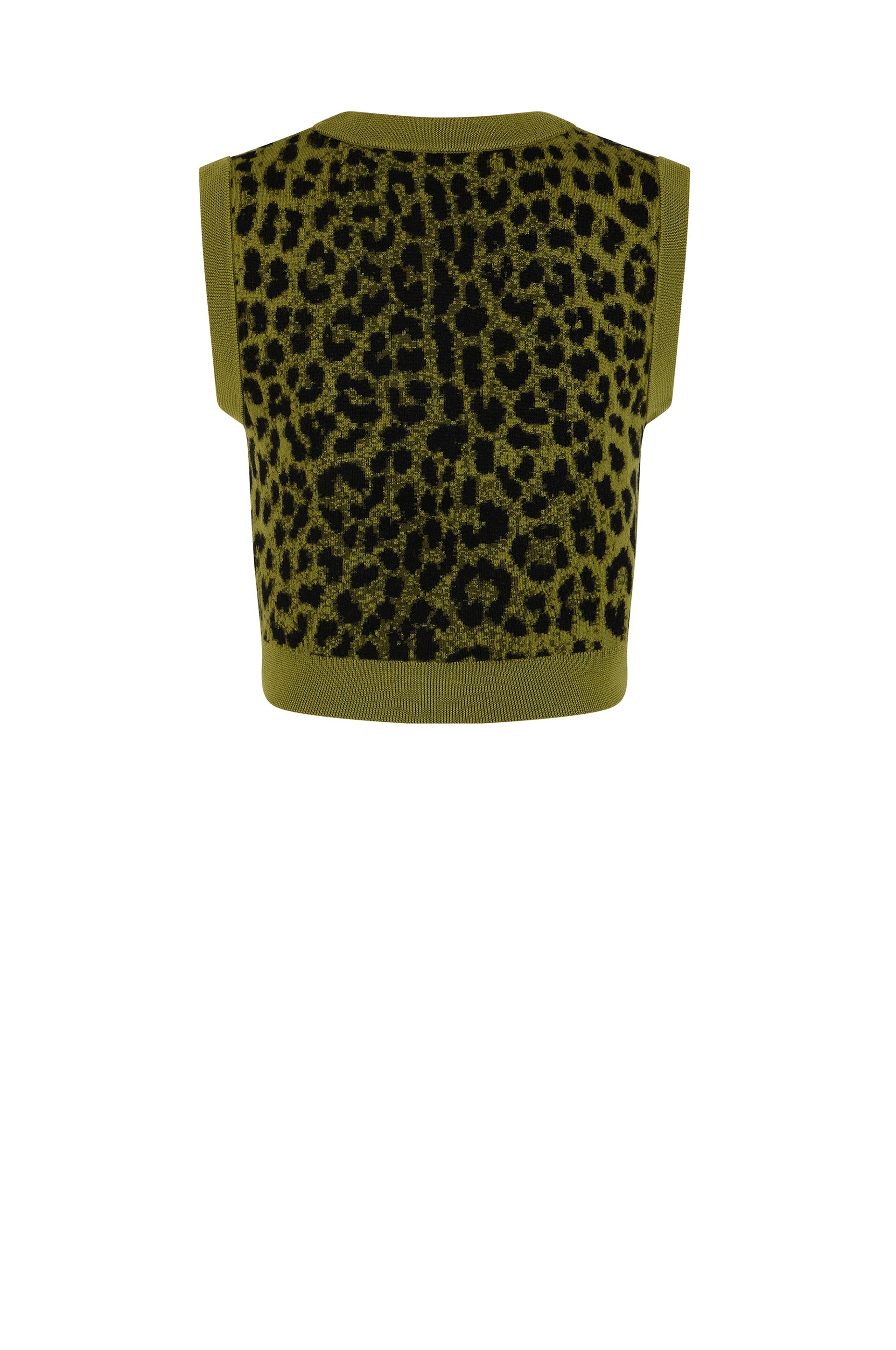 Pull sans manche en maille Panthère - Vert