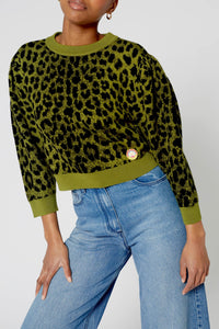 Pull en maille Panthère à manches longues - Rose