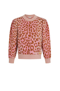 Pull en maille Panthère à manches longues - Rose