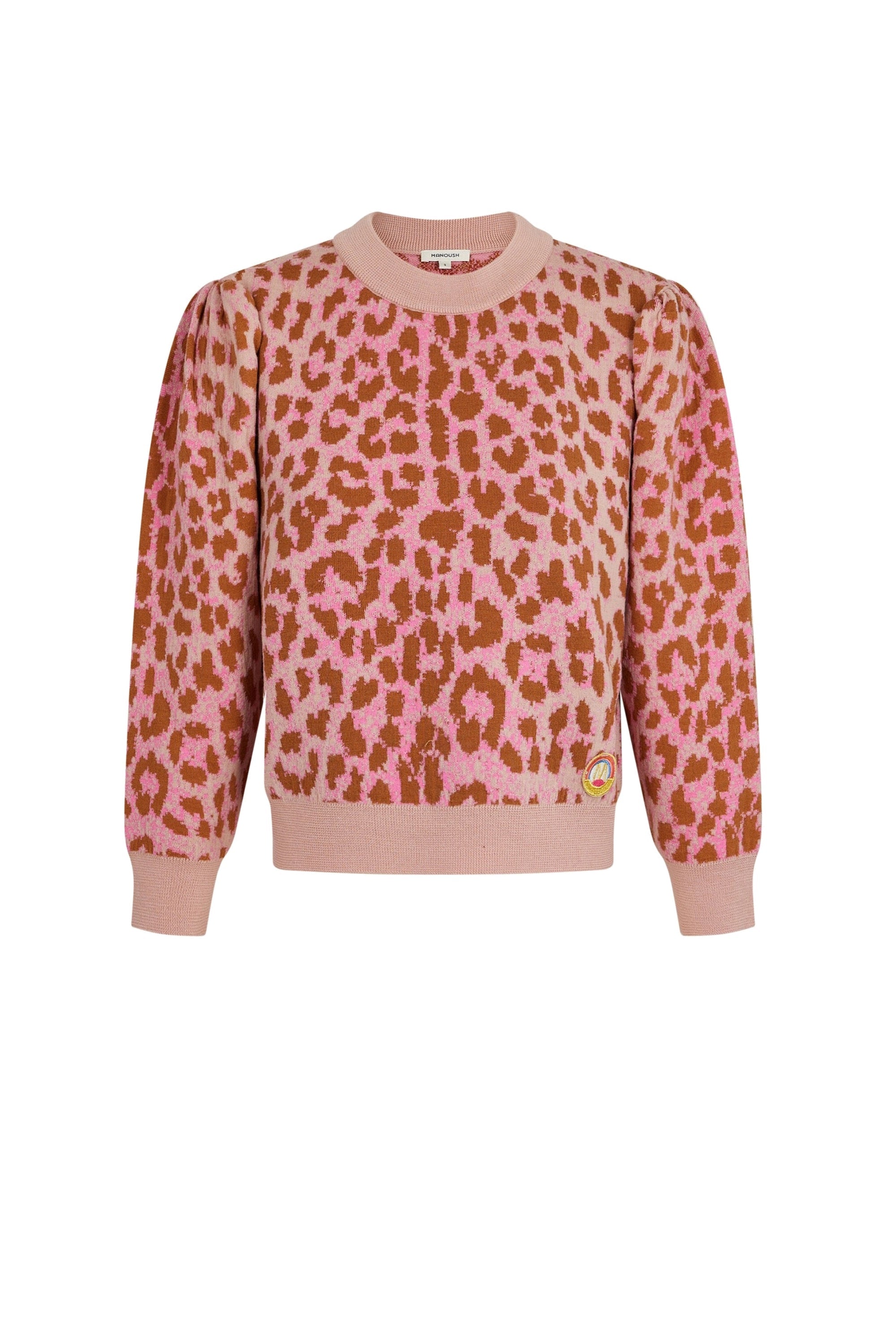 Pull en maille Panthère à manches longues - Rose