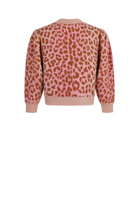 Pull en maille Panthère à manches longues - Rose