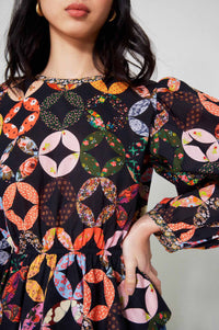 Blouse Ballon Patchwork - Noir