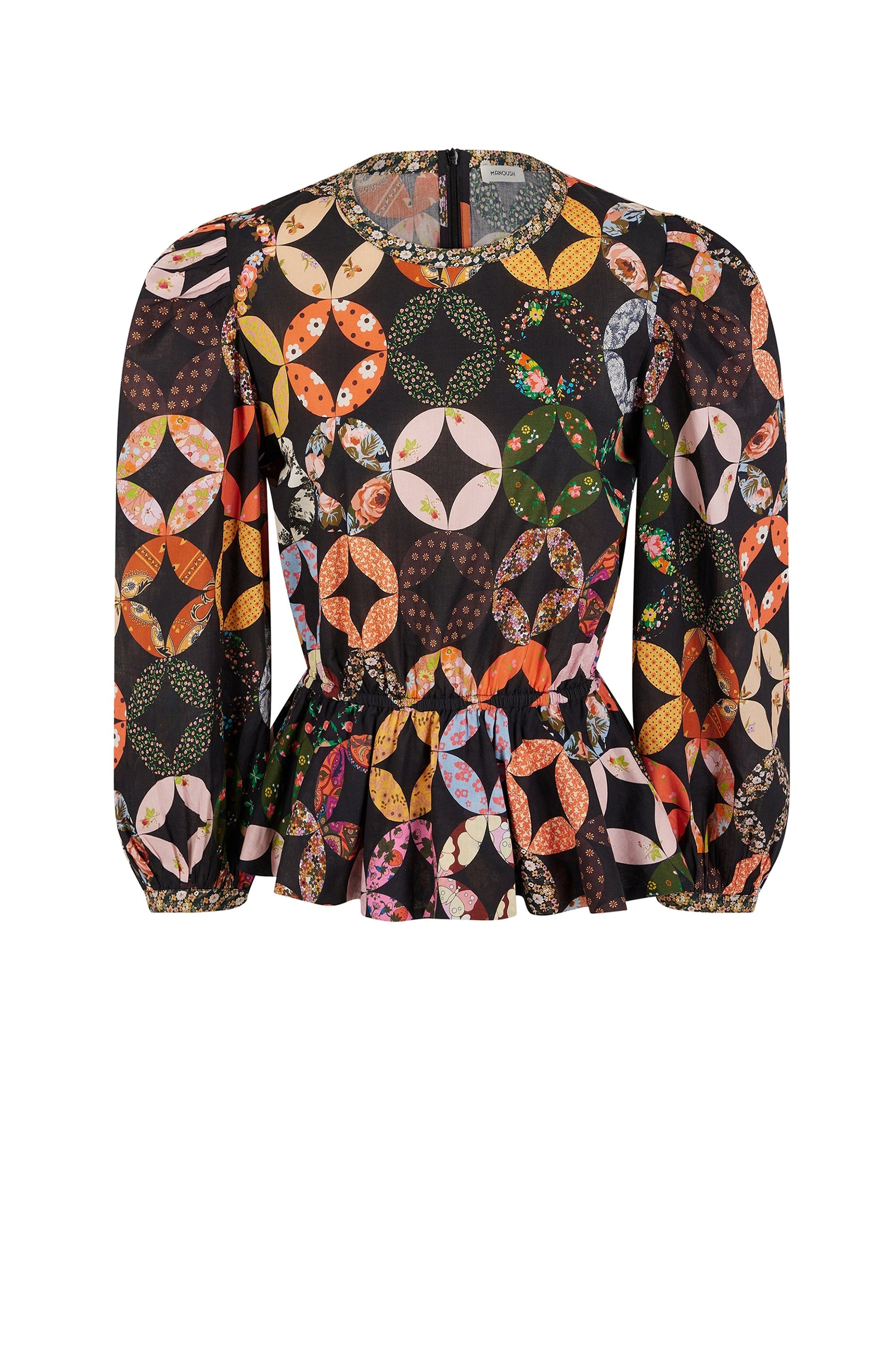 Blouse Ballon Patchwork - Noir