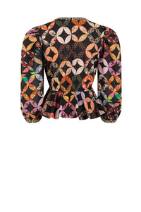 Blouse Ballon Patchwork - Noir