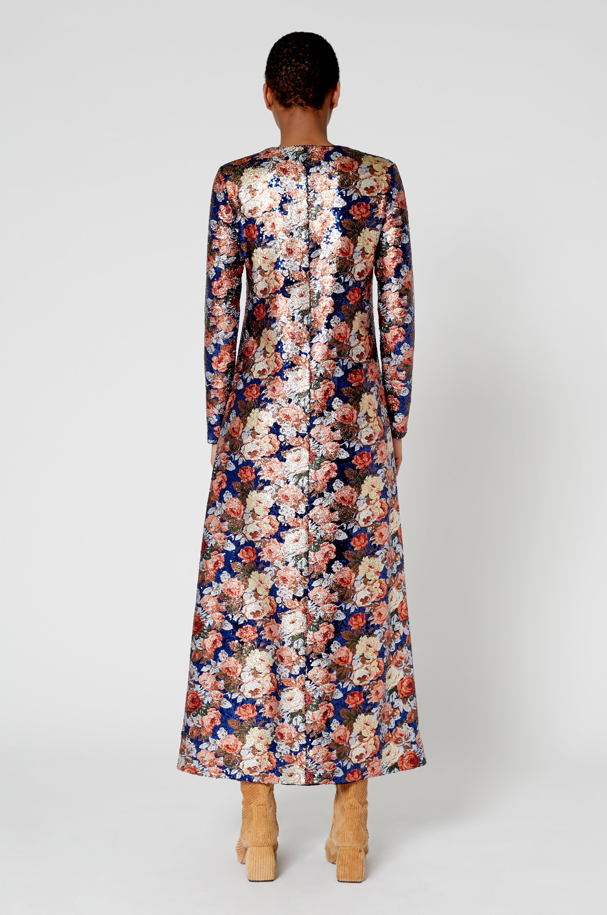 Robe caftan long à paillettes - Rose