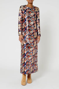 Robe caftan long à paillettes - Rose
