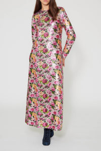 Robe caftan long à paillettes - Rose