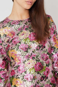 Robe caftan long à paillettes - Rose
