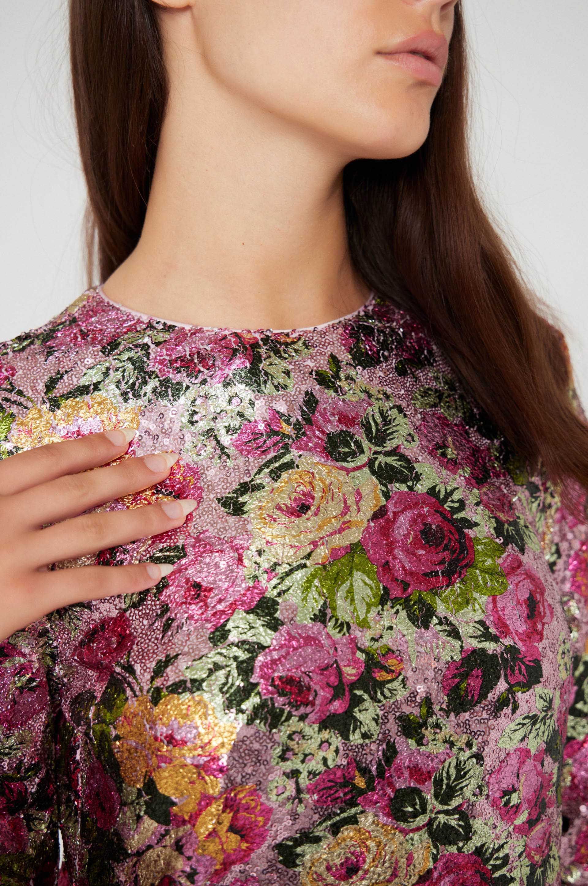 Robe caftan long à paillettes - Rose