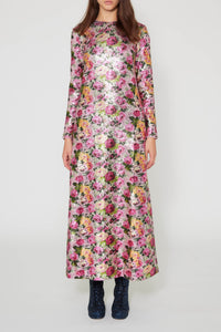 Robe caftan long à paillettes - Rose