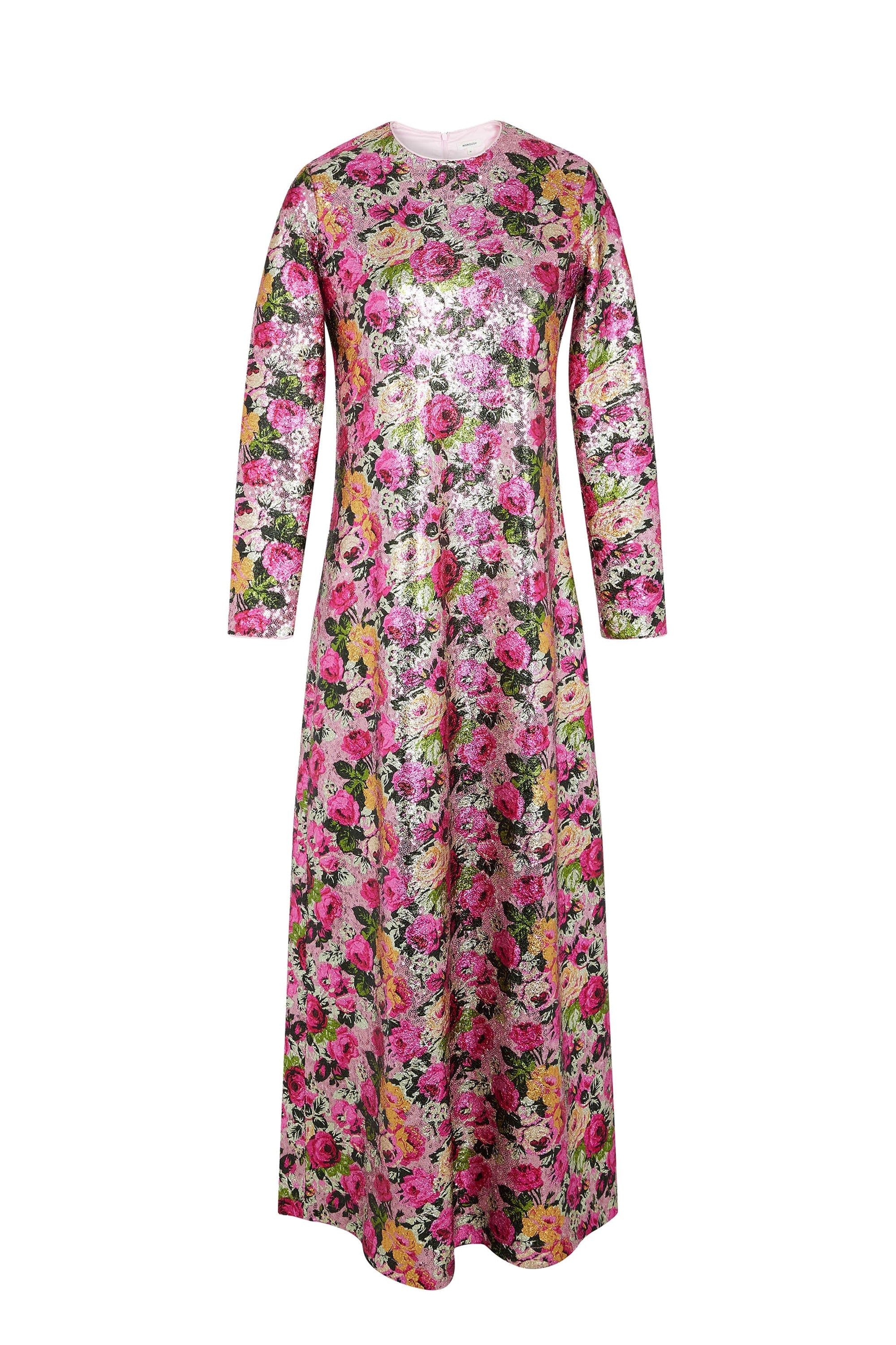Robe caftan long à paillettes - Rose