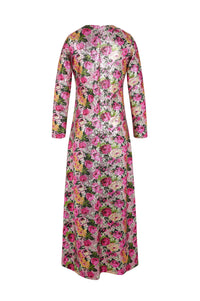 Robe caftan long à paillettes - Rose