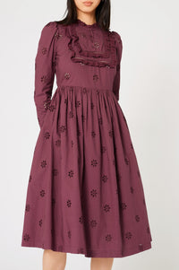 Robe longue Babydoll à dentelle - Noir