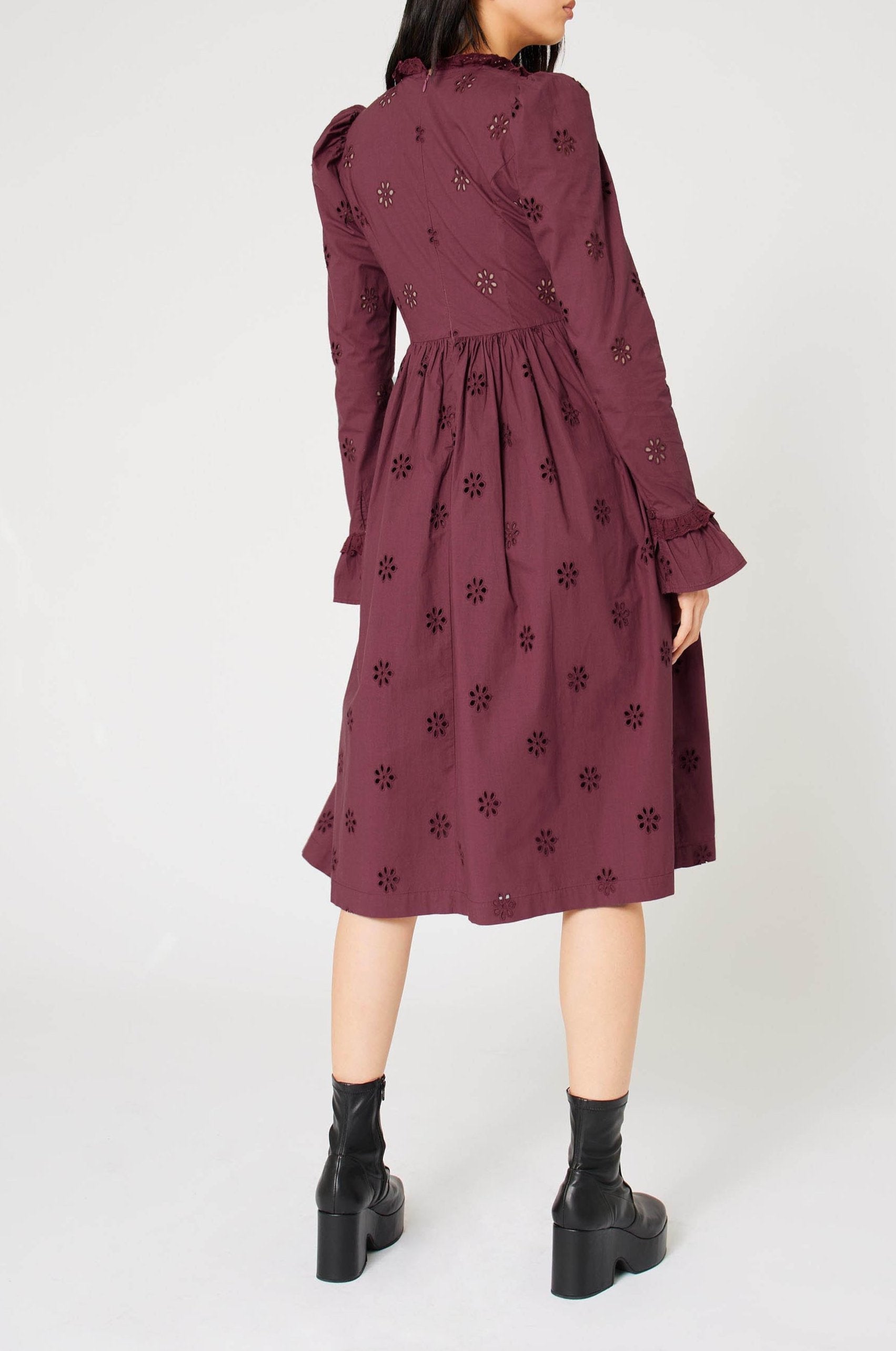 Robe longue Babydoll à dentelle - Noir