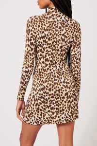 Robe à imprimé léopard - Camel