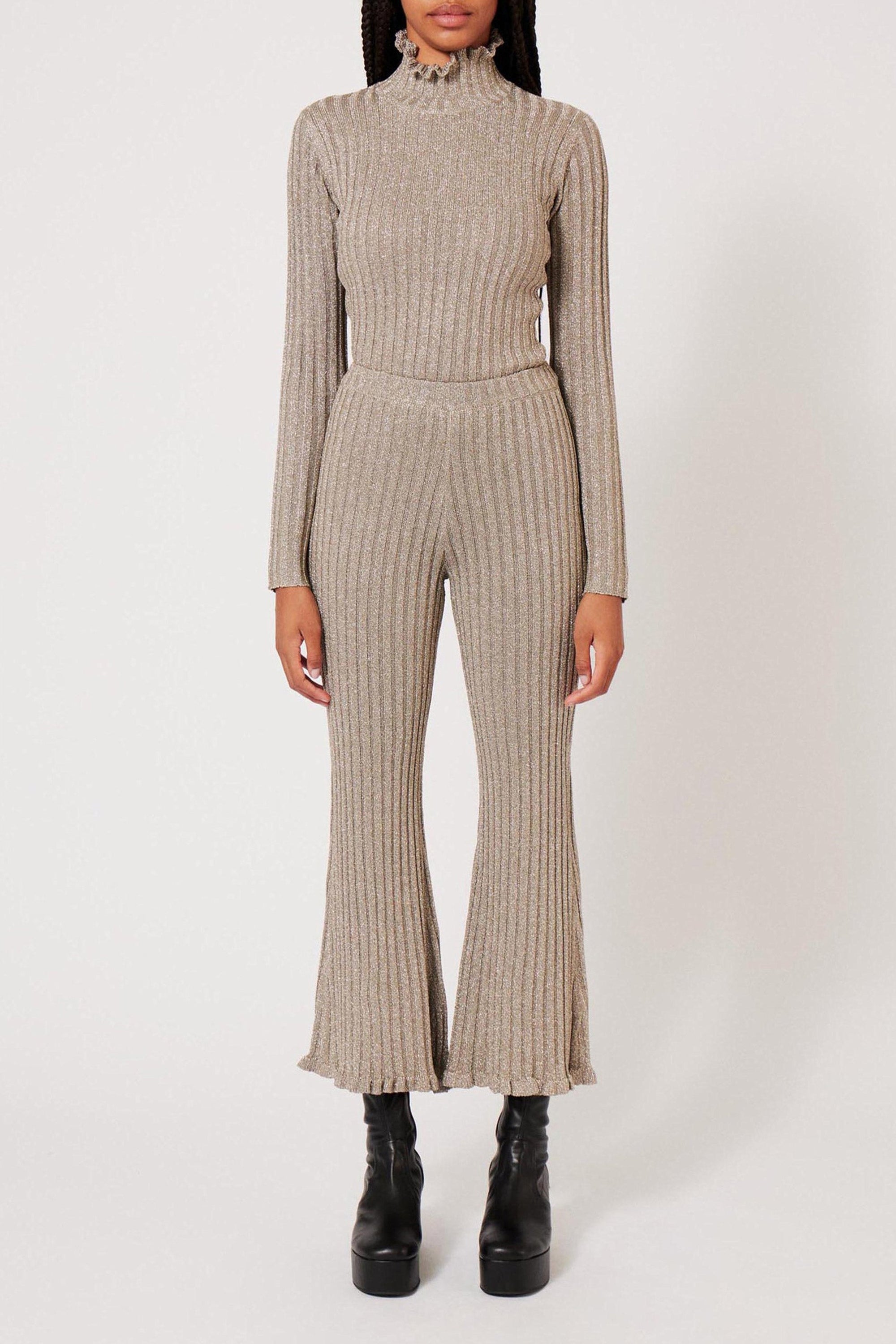 Pantalon côtelé en lurex - Argenté