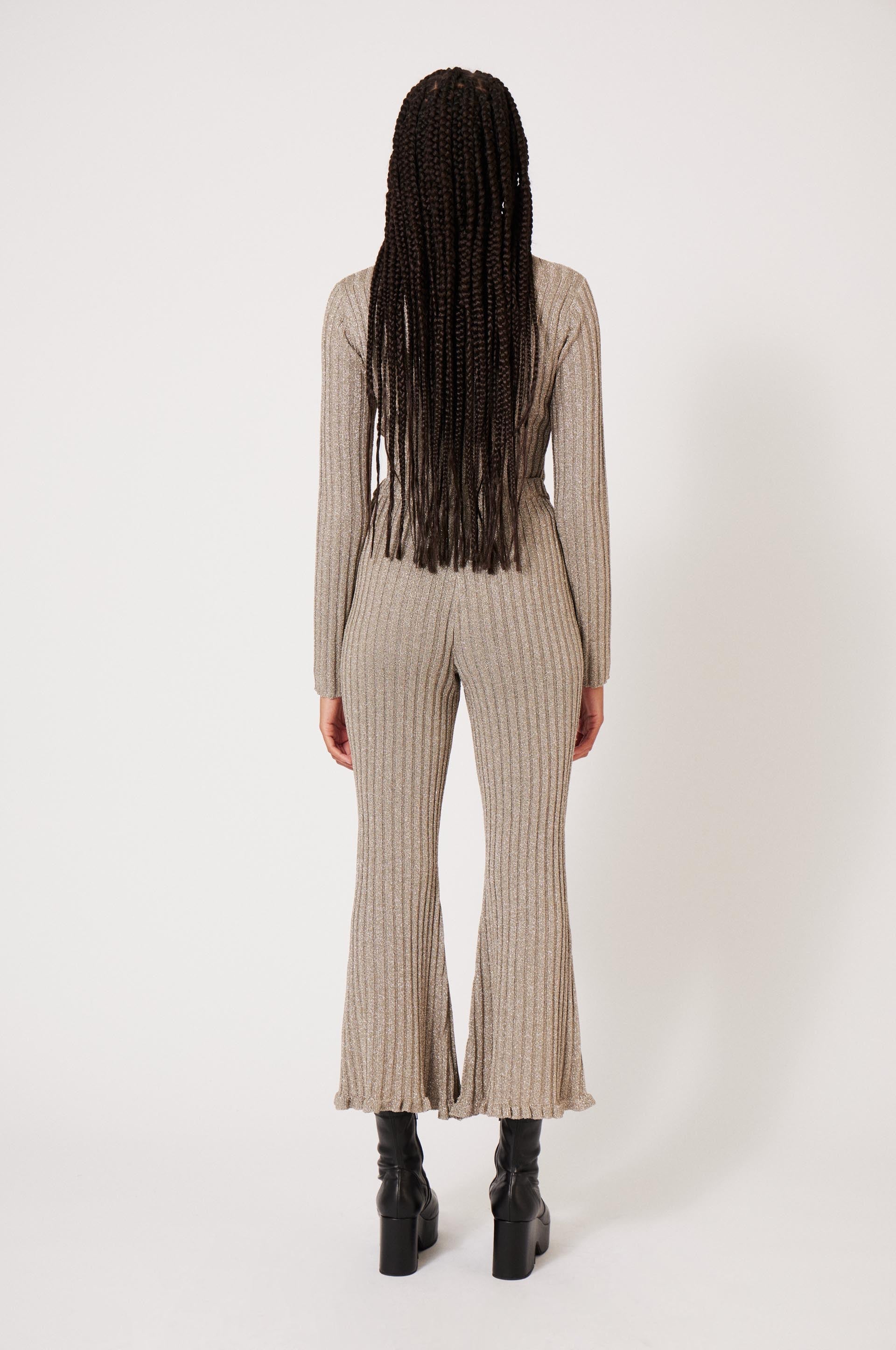 Pantalon côtelé en lurex - Argenté