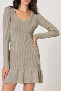 Robe ajustée côtelée en lurex - Argenté
