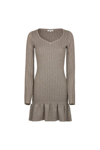Robe ajustée côtelée en lurex - Argenté