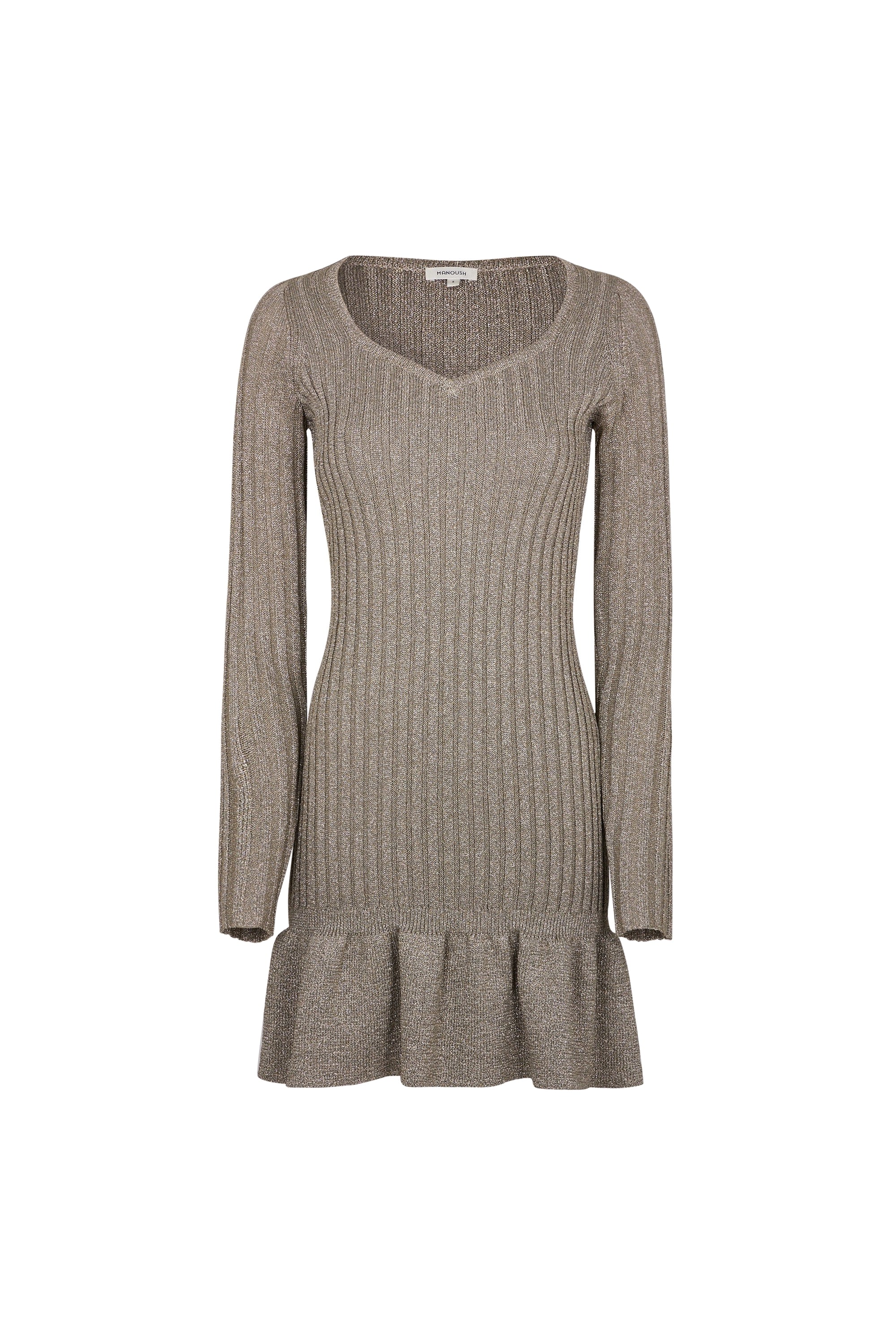Robe ajustée côtelée en lurex - Argenté