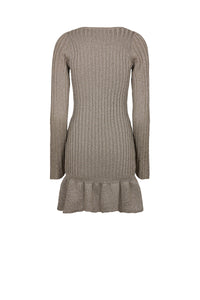 Robe ajustée côtelée en lurex - Argenté