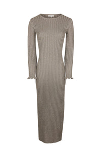 Robe longue côtelée en lurex - Argenté