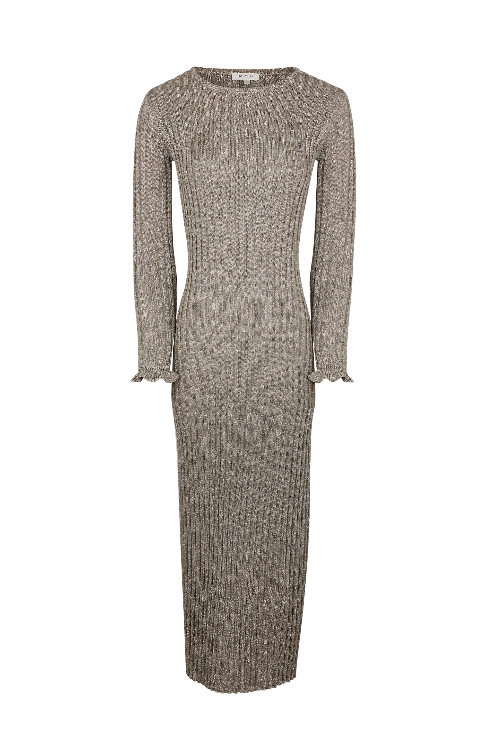 Robe longue côtelée en lurex - Argenté