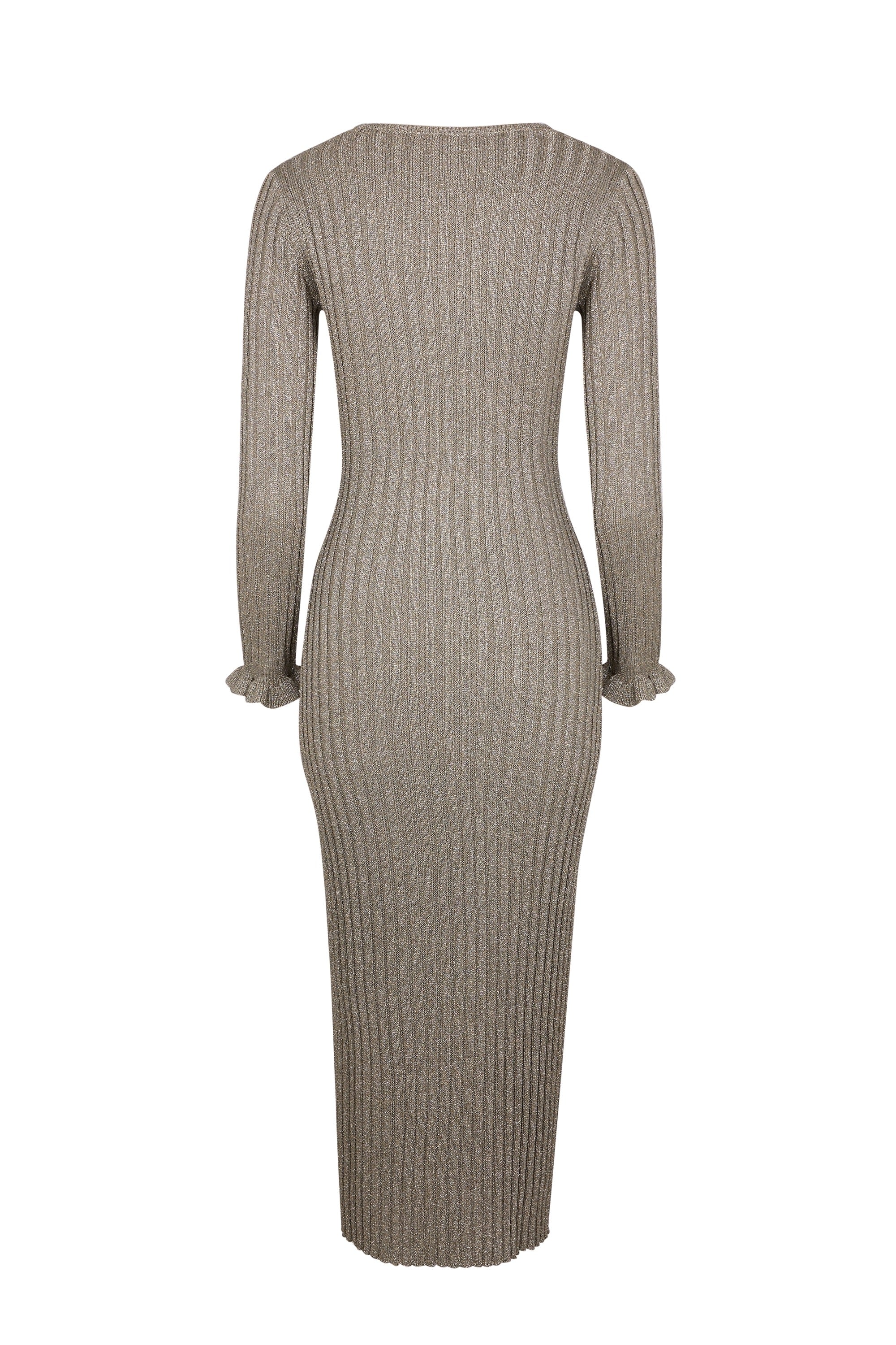 Robe longue côtelée en lurex - Argenté