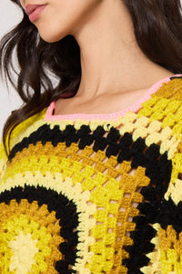 Pull en crochet à manches longues - Multicolore
