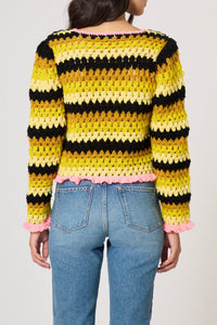 Pull en crochet à manches longues - Multicolore