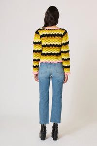 Pull en crochet à manches longues - Multicolore