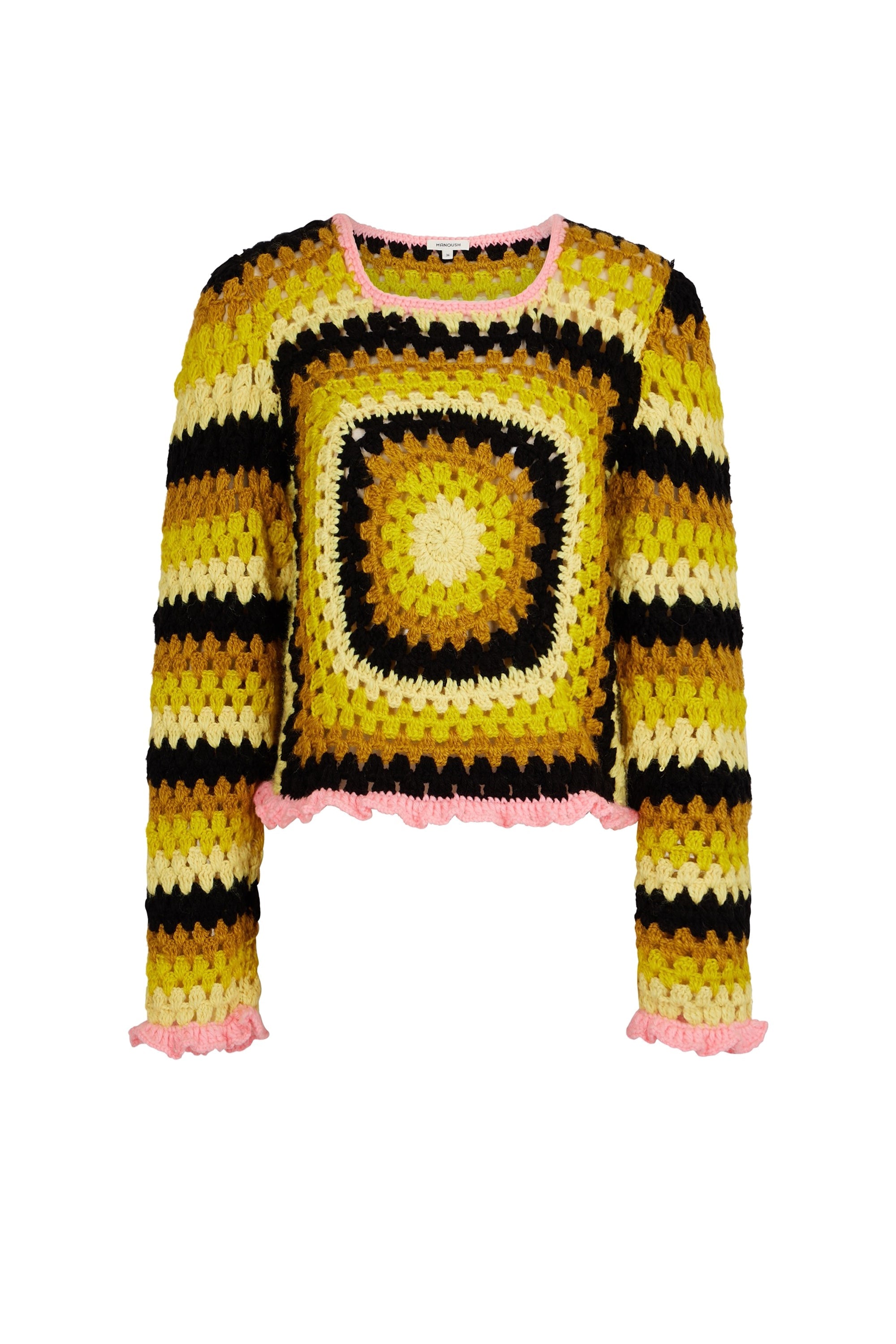 Pull en crochet à manches longues - Multicolore