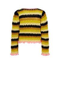 Pull en crochet à manches longues - Multicolore